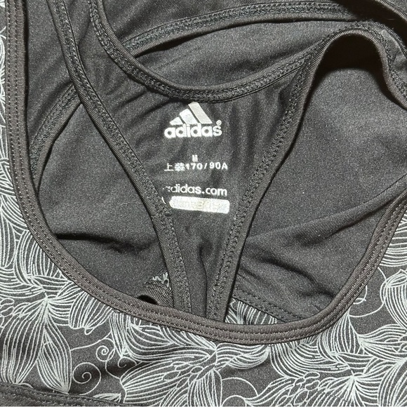 Adidas Black Floral/Damask Print Racerback Performance Tank Top Size M - Picture 7 of 7